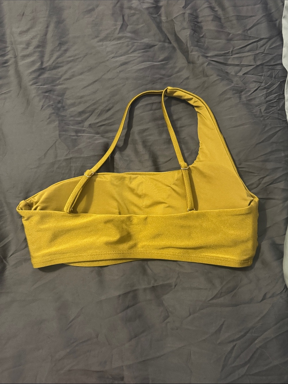 Chelsea & Violet One-Shoulder Bikini Top in Mustard Yellow shimmer - Picture 2 of 3
